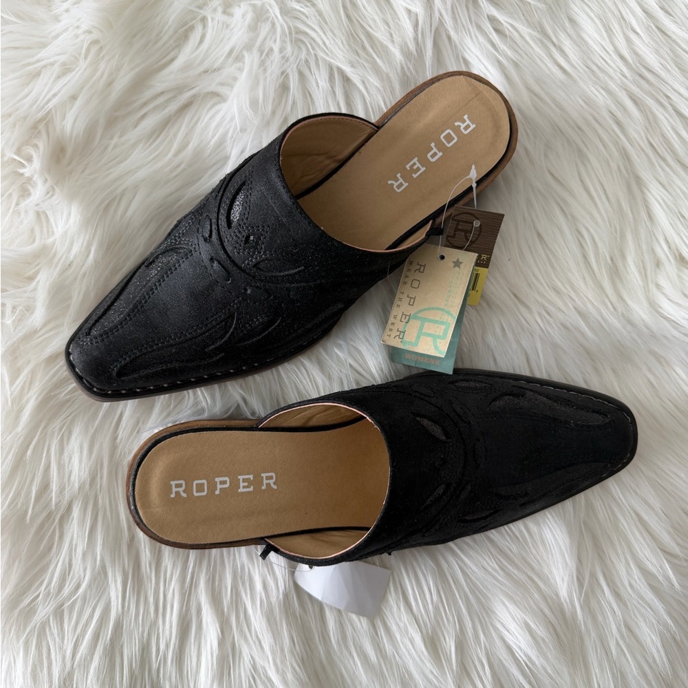 Roper Women's Black Cowgirl Cowboy Western Slip-On Mule Shoes